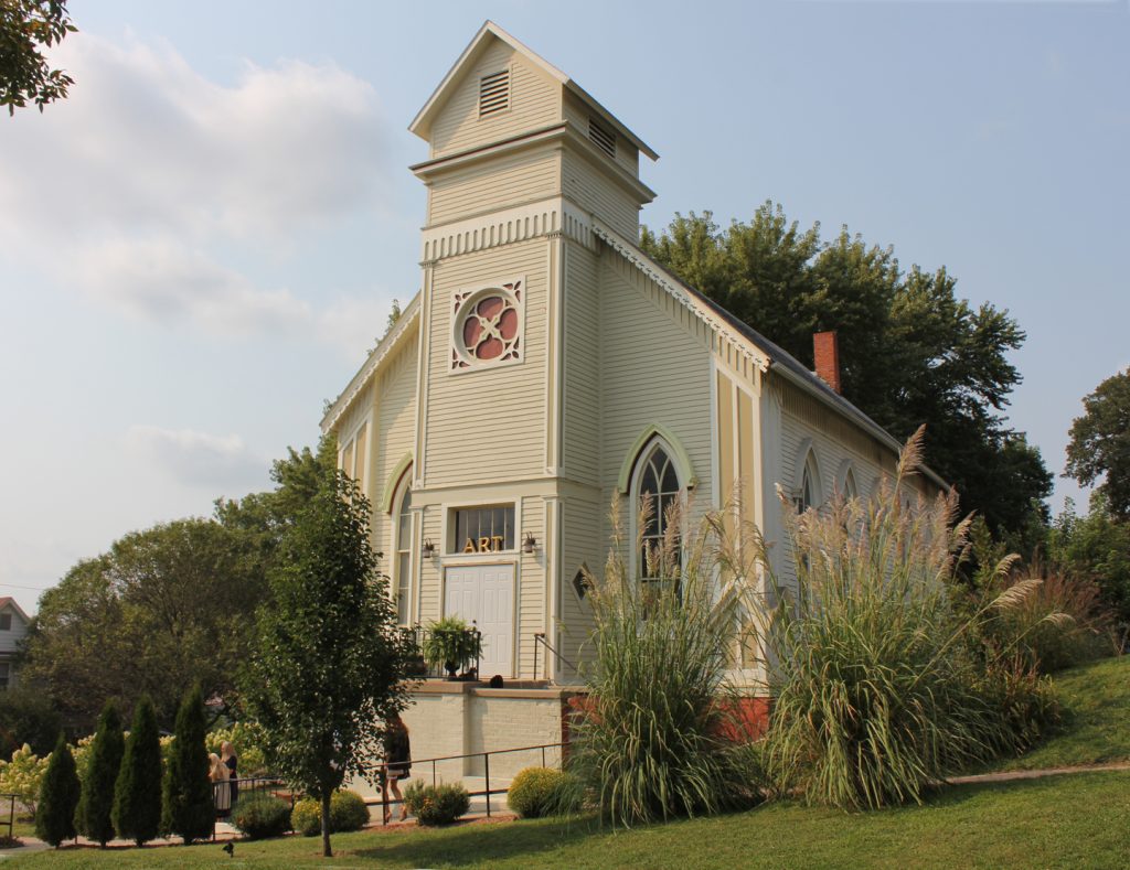 Exterior view of Art Church in Malvern, Iowa.