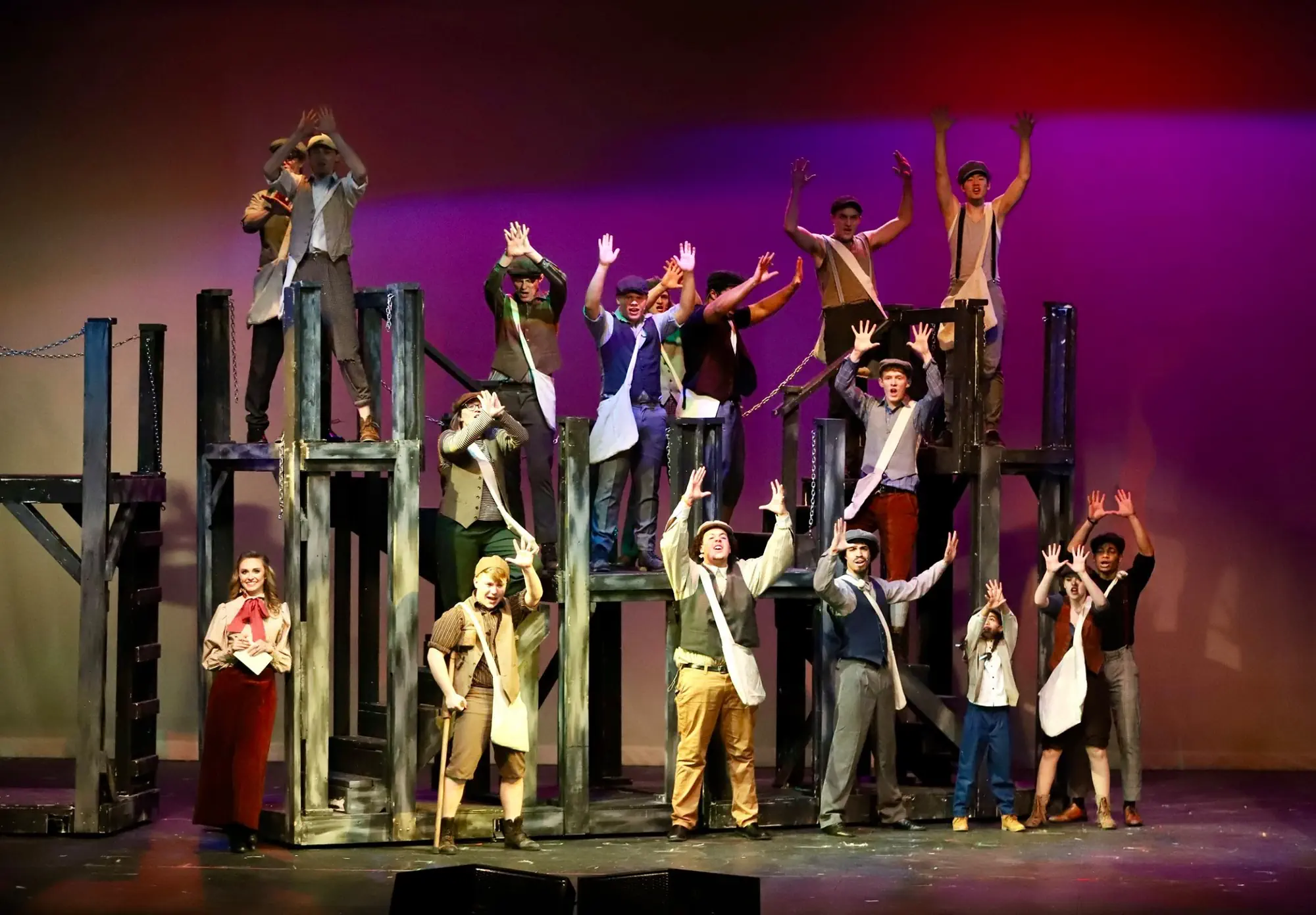 Cast of the Newsies production.