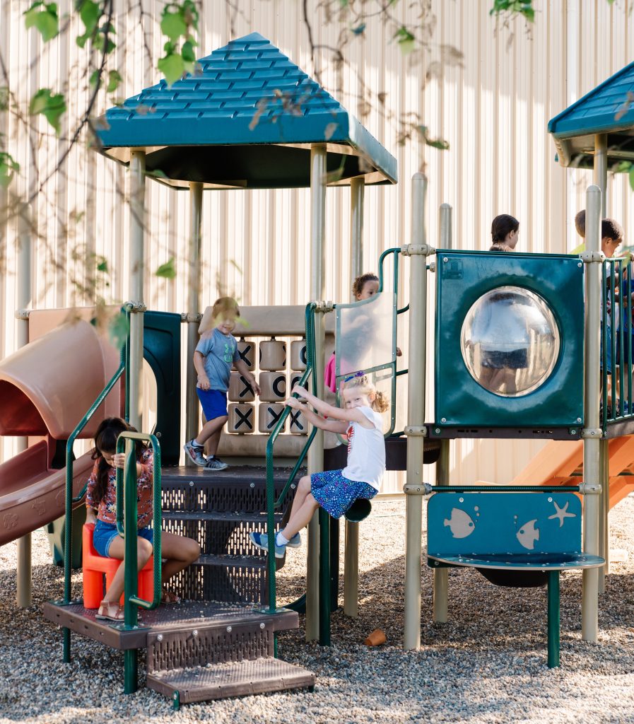 Children play on a playground.