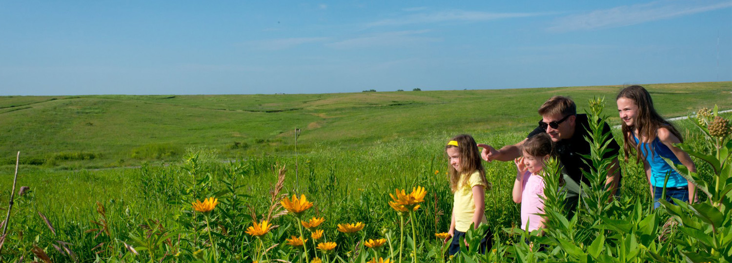 Family on prairie