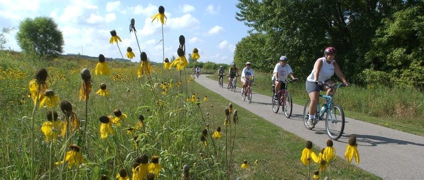 bicyclists on trail