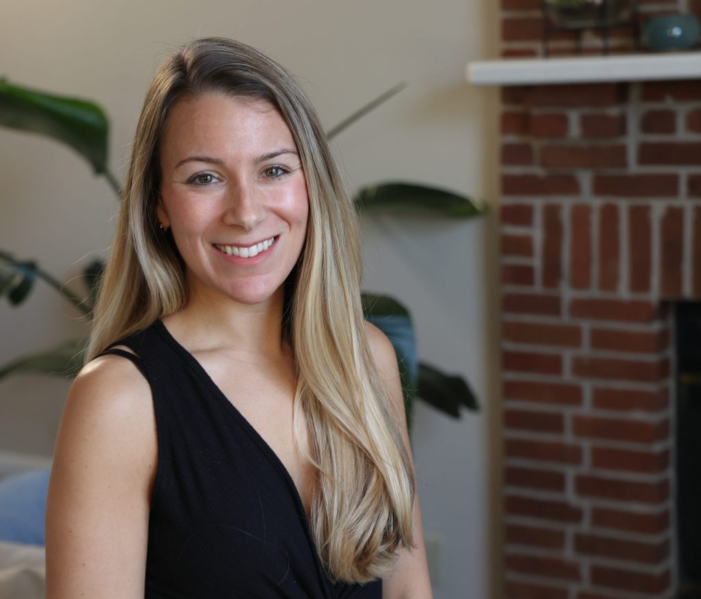 woman smiling in home