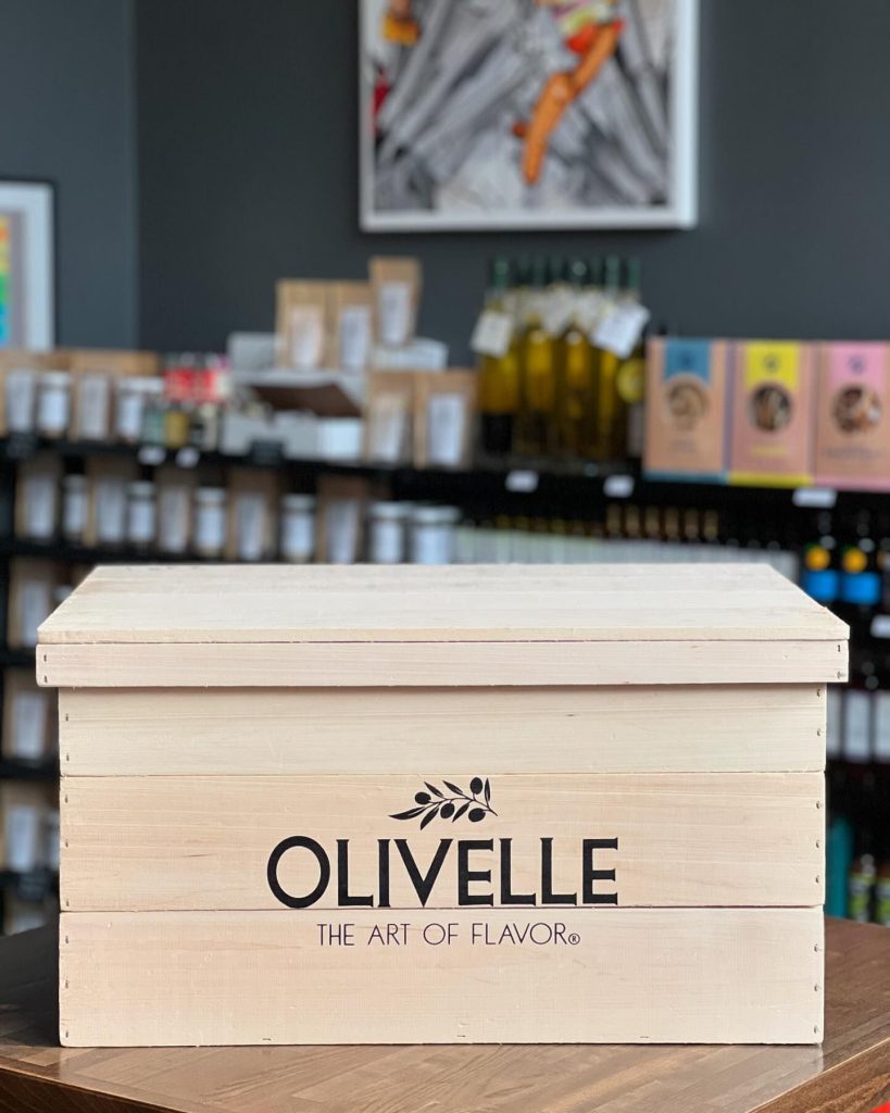 box branded with Olivelle | The Art of Flavor